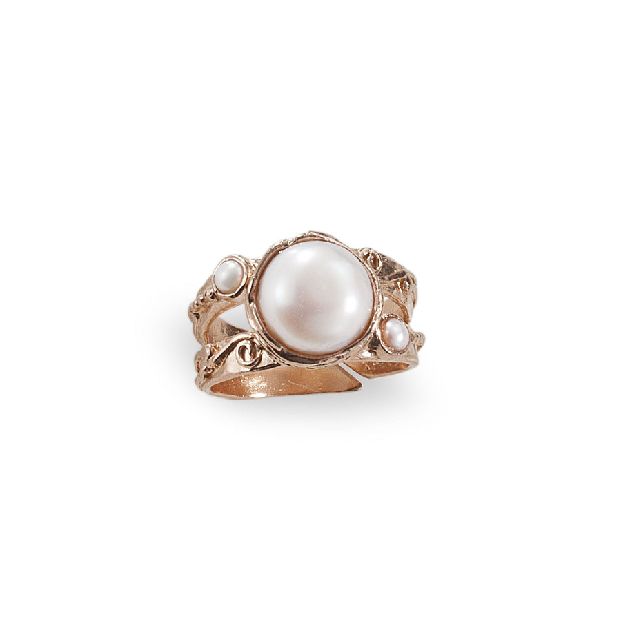 Rose Gold Adjustable Ring With Freshwater Pearl