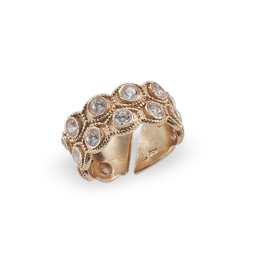 Rose Gold Adjustable Ring With Crystals