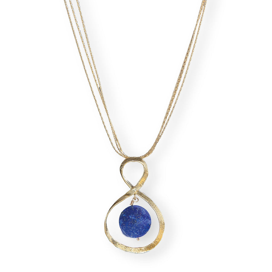 Lapis Stone & Gold Infinity Necklace