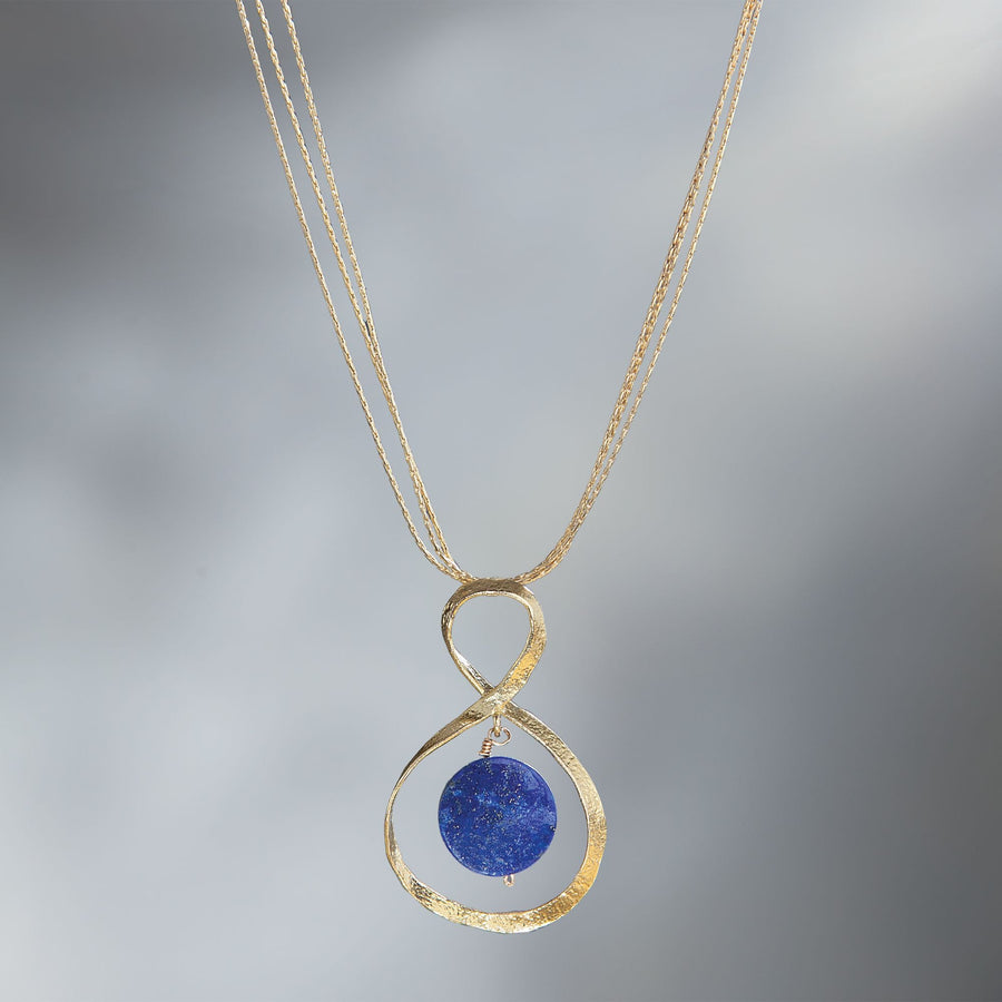 Lapis Stone & Gold Infinity Necklace