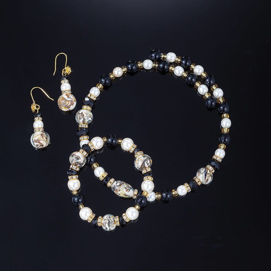 Murano Glass Oro E Perla Memory Wire Necklace