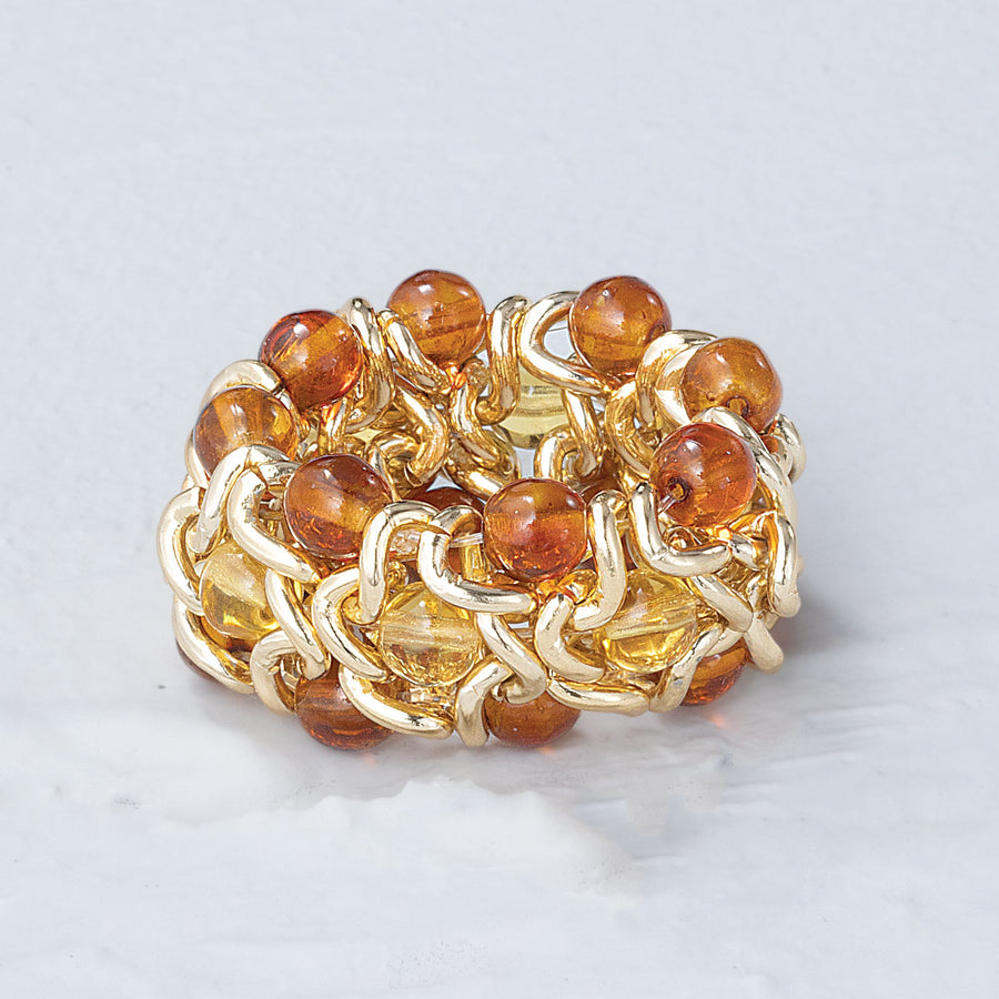 Murano Glass Golden Amber Ring