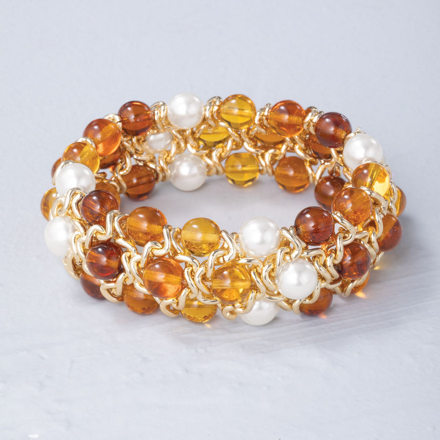 Murano Glass Golden Amber Stretch Bracelet