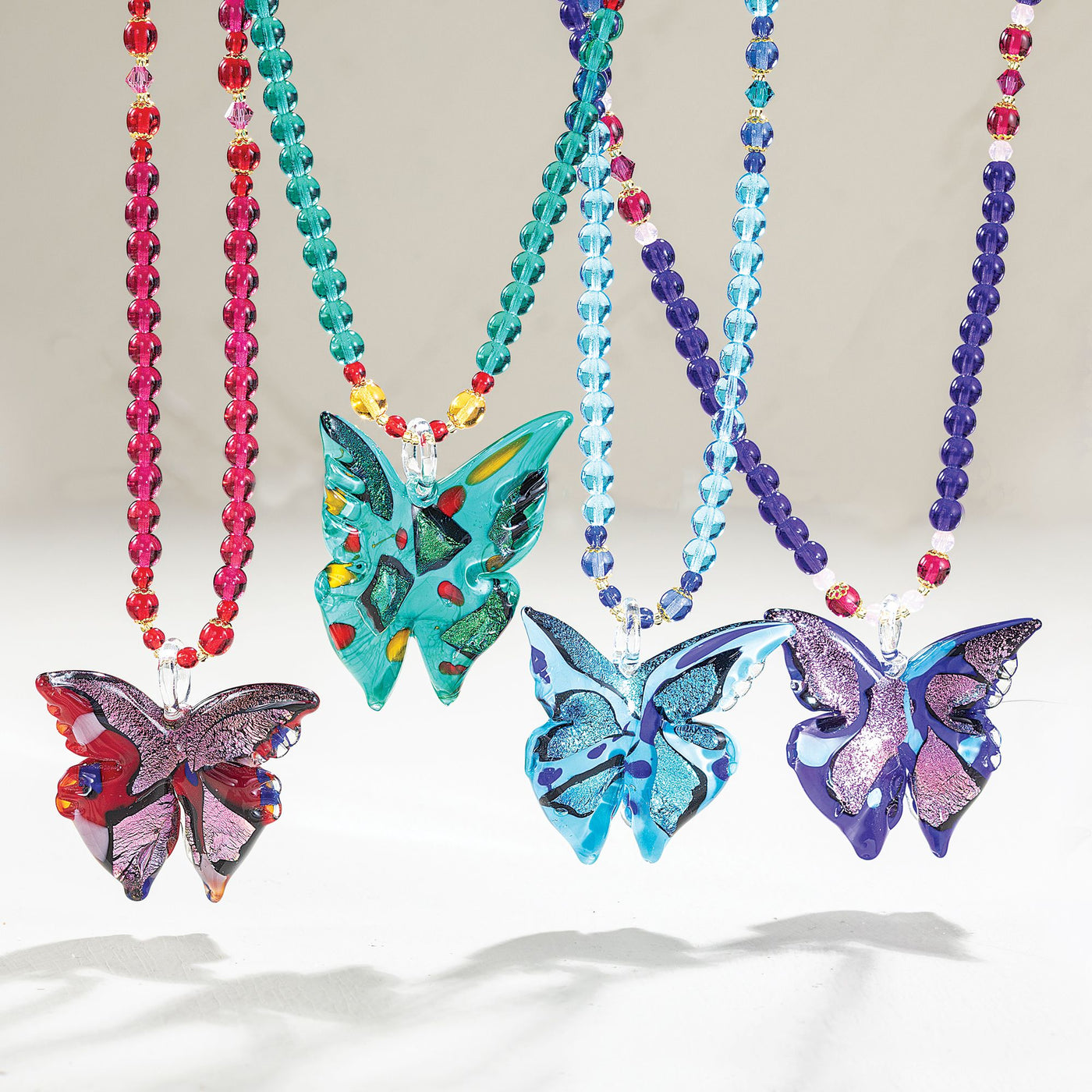Spread Your Wings Aqua Murano Glass Necklace