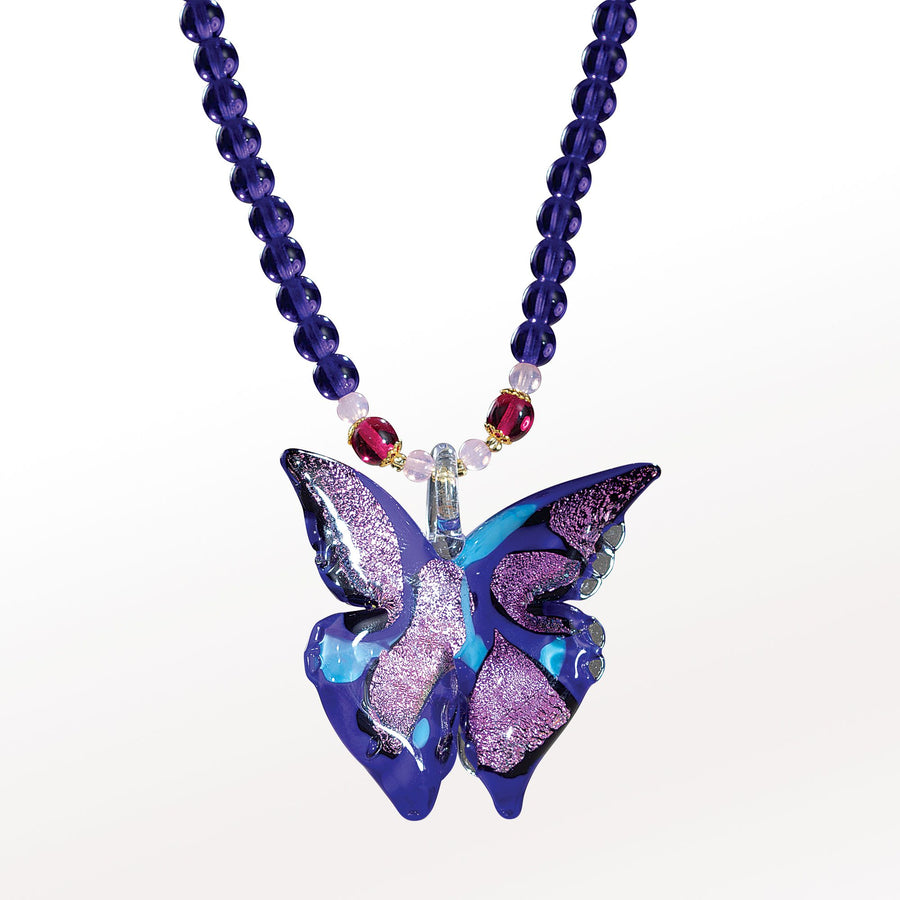 Spread Your Wings Blue Murano Glass Necklace