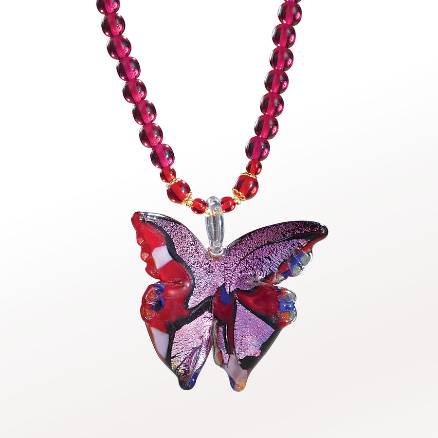 Spread Your Wings Red Murano Glass Necklace