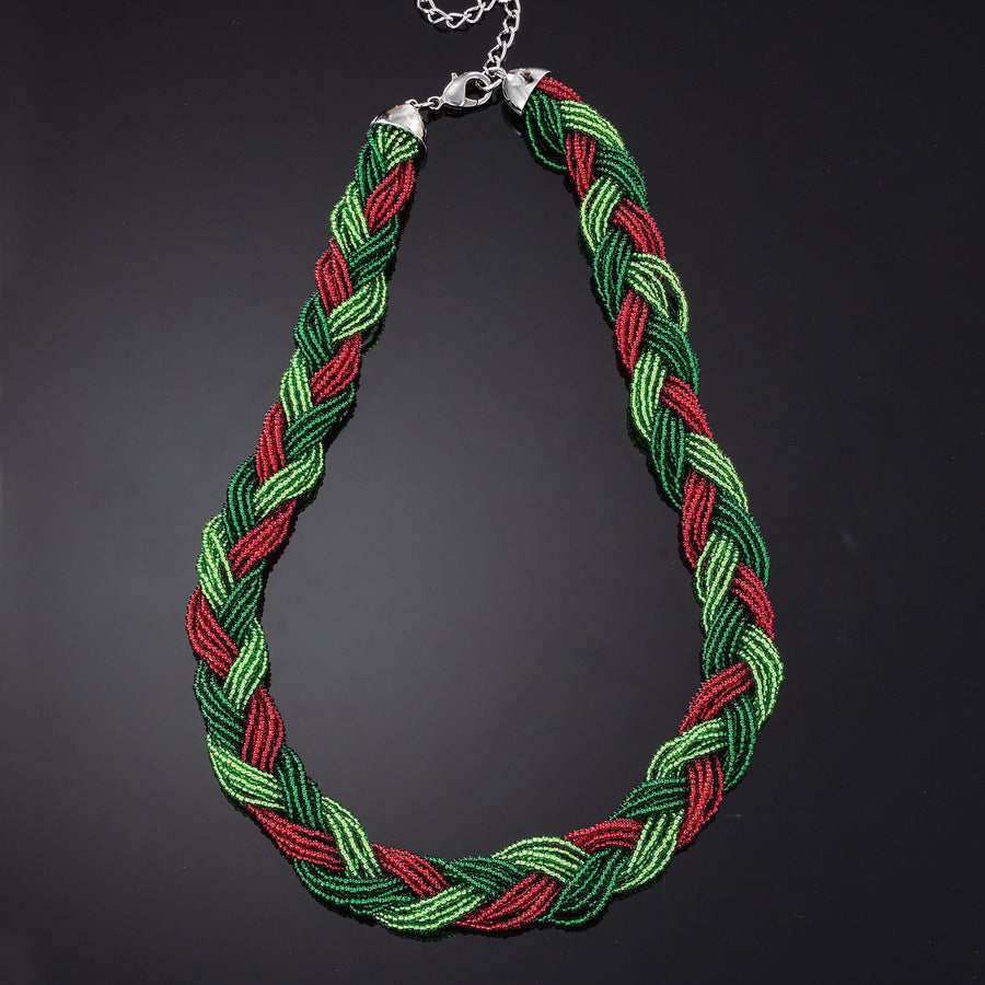 Murano Glass Home For The Holly Days Braided Necklace