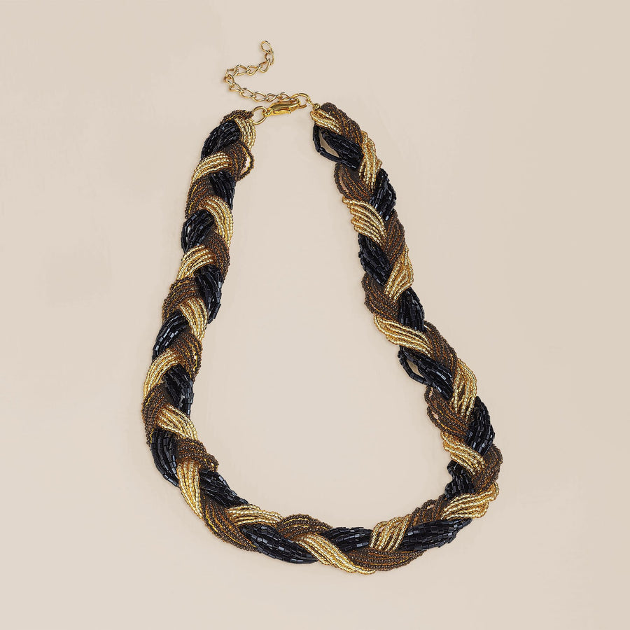 Murano Glass Earth Tones Braided Necklace