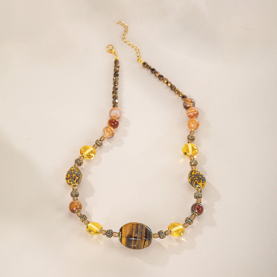 Murano Glass Golden Tiger's Eye Necklace