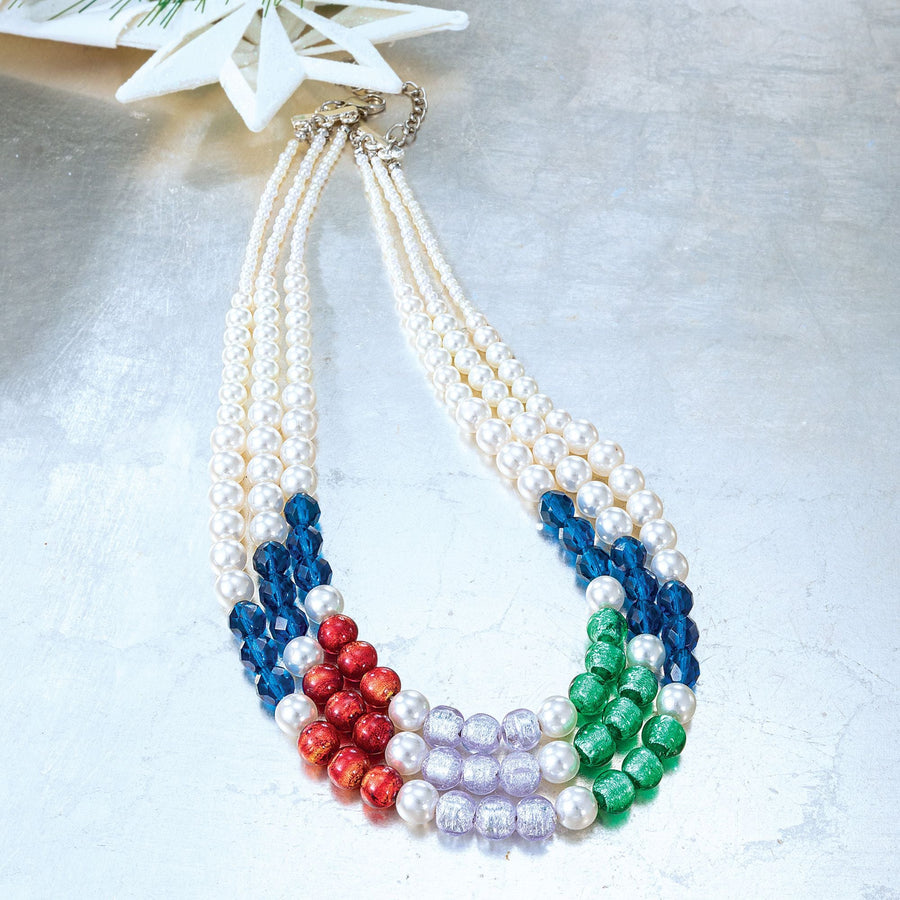 Hint Of Sparkle Murano Glass Pearl Necklace