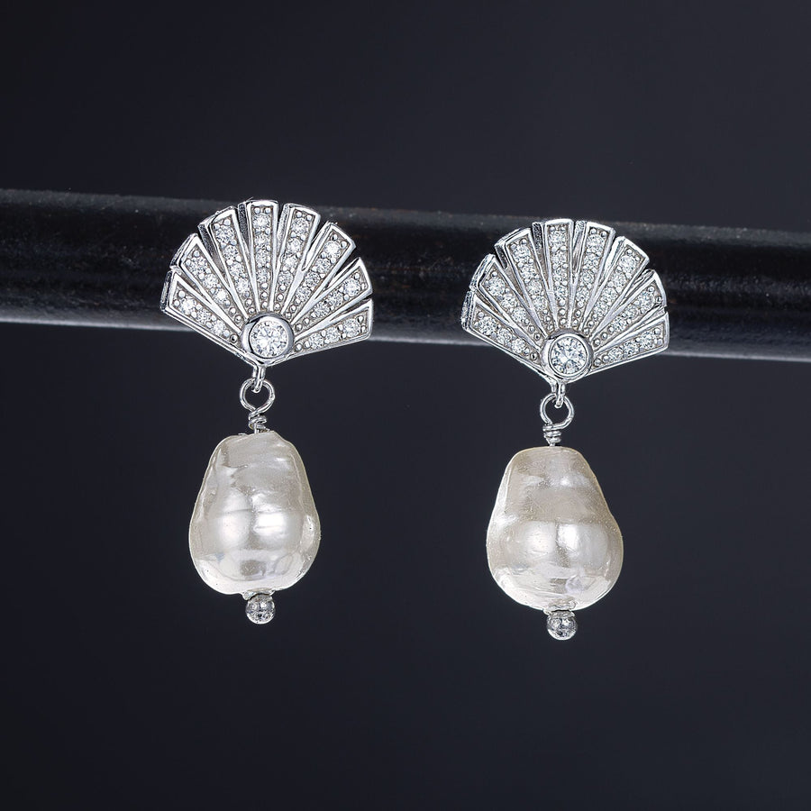 Crystal & Glass Pearl Gatsby Earrings