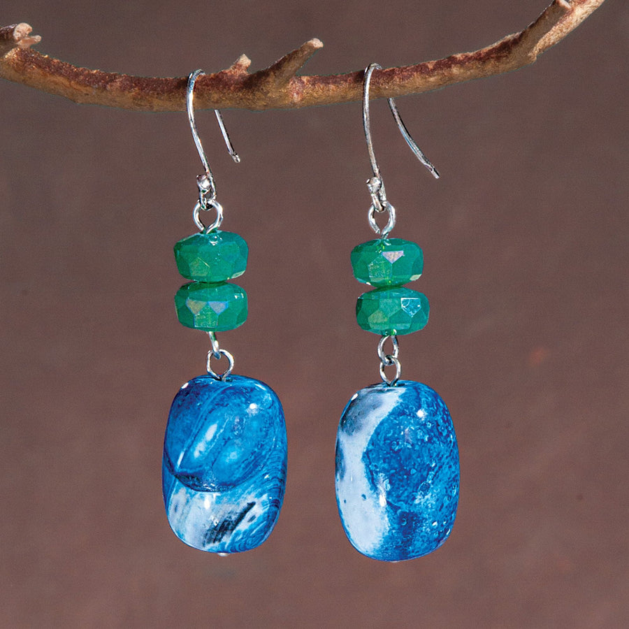 Wind & Willow Blue Agate Earrings