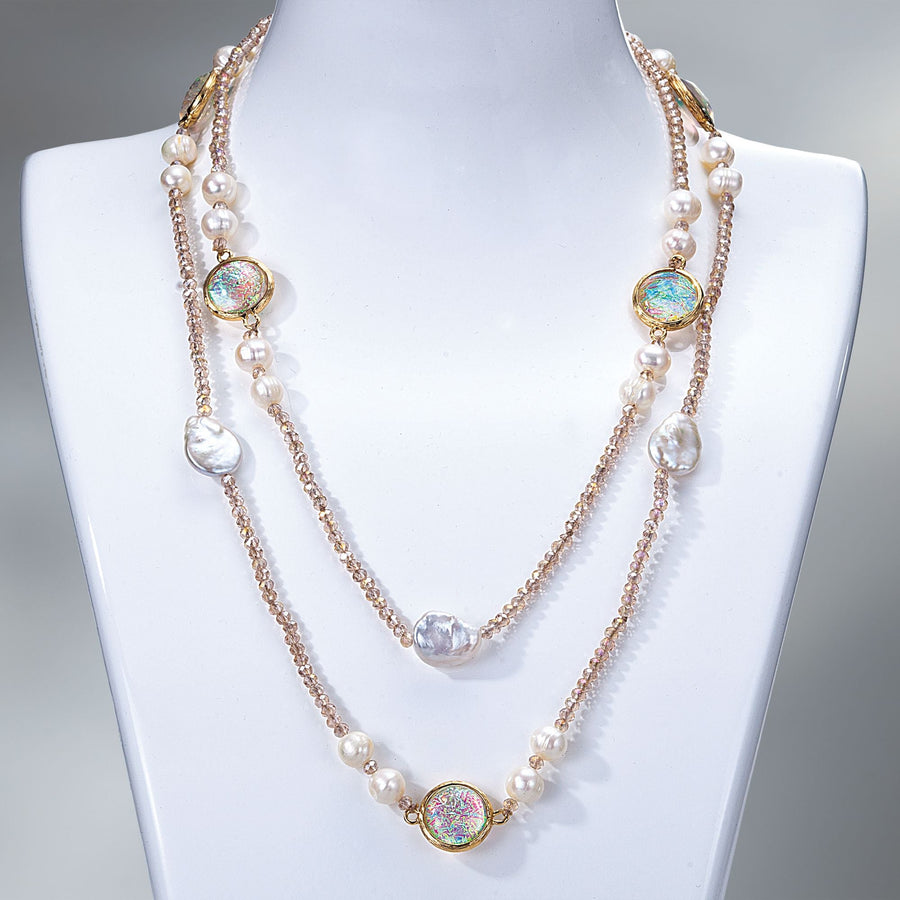 Surrounding Light Opal & Pearl Necklace