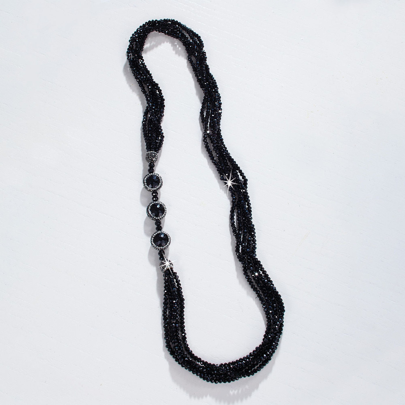 Black Druzy Pave Crystal Necklace