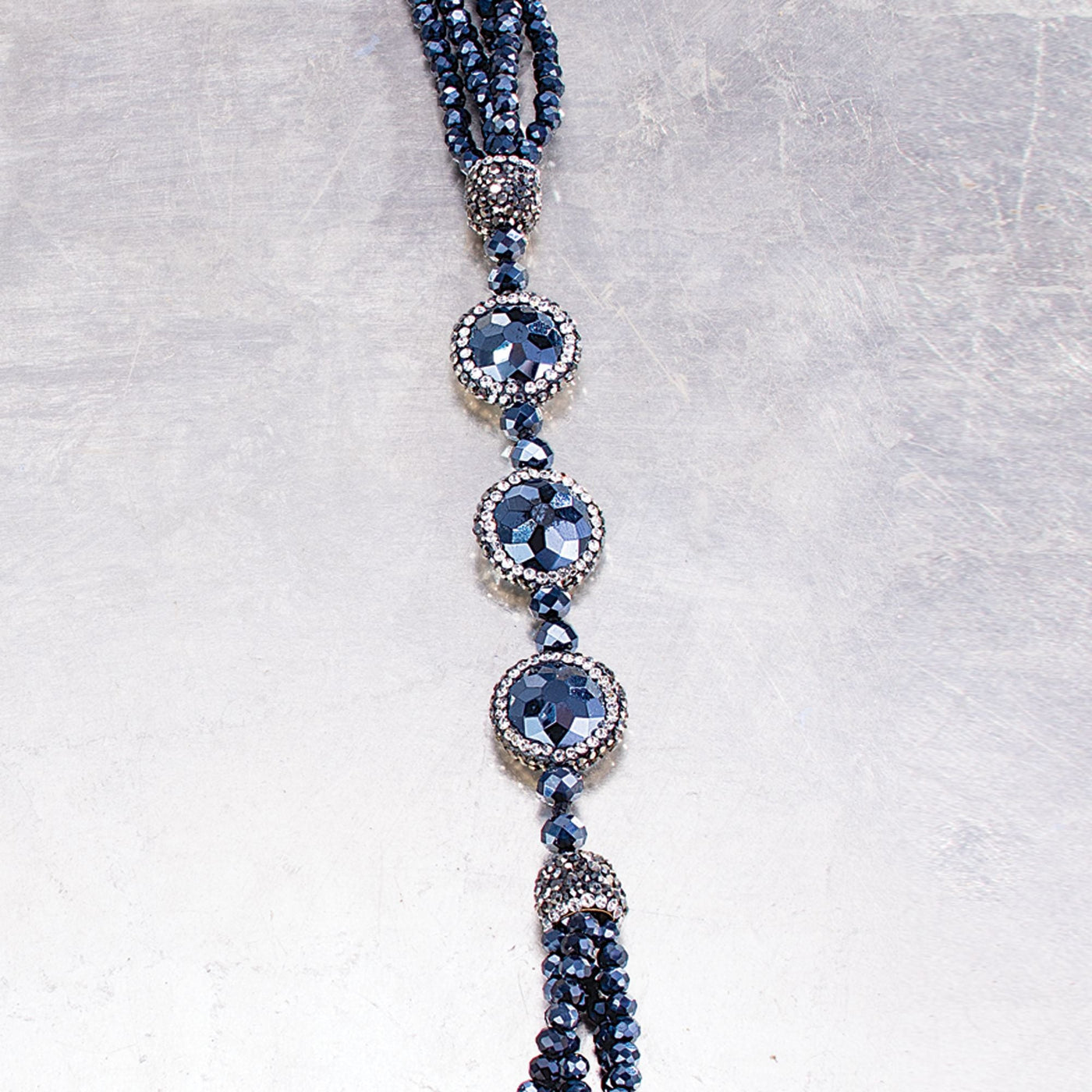 Blue Druzy Pave Crystal Necklace | Uno Alla Volta