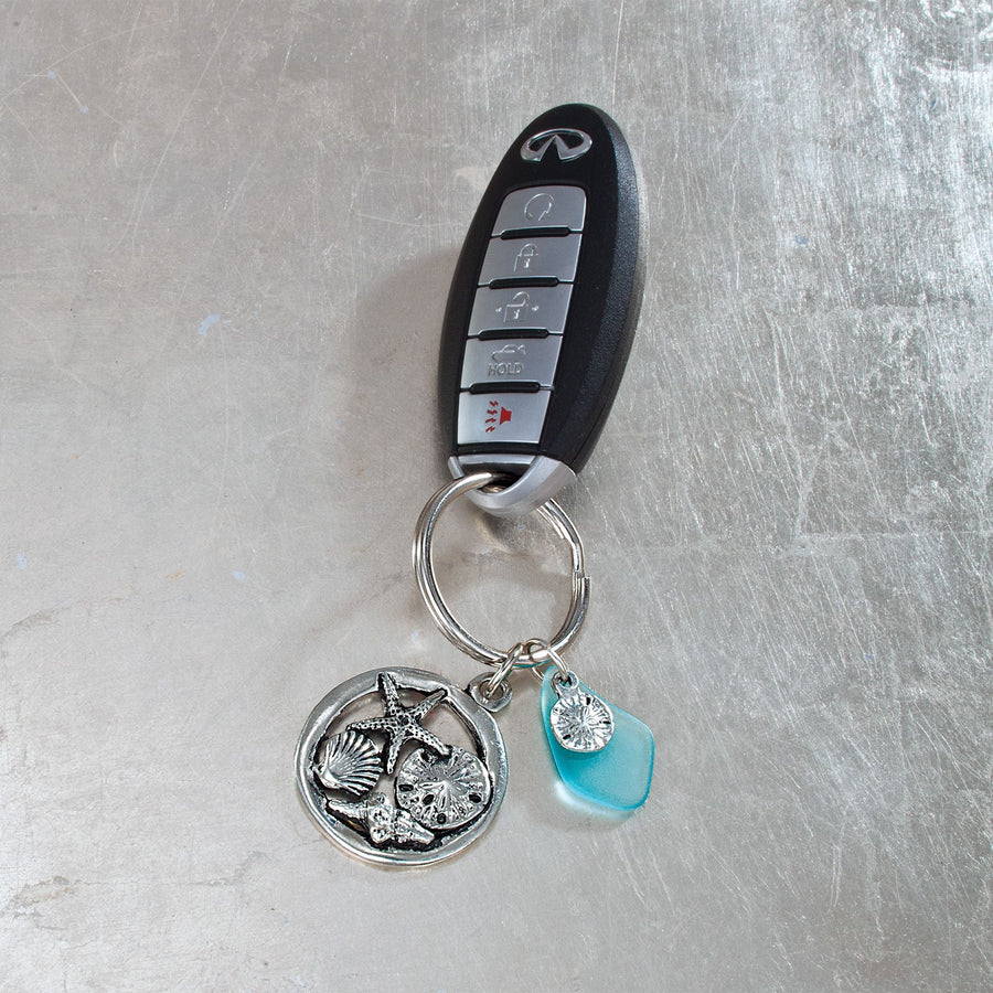 Pewter & Sea Glass Keychain