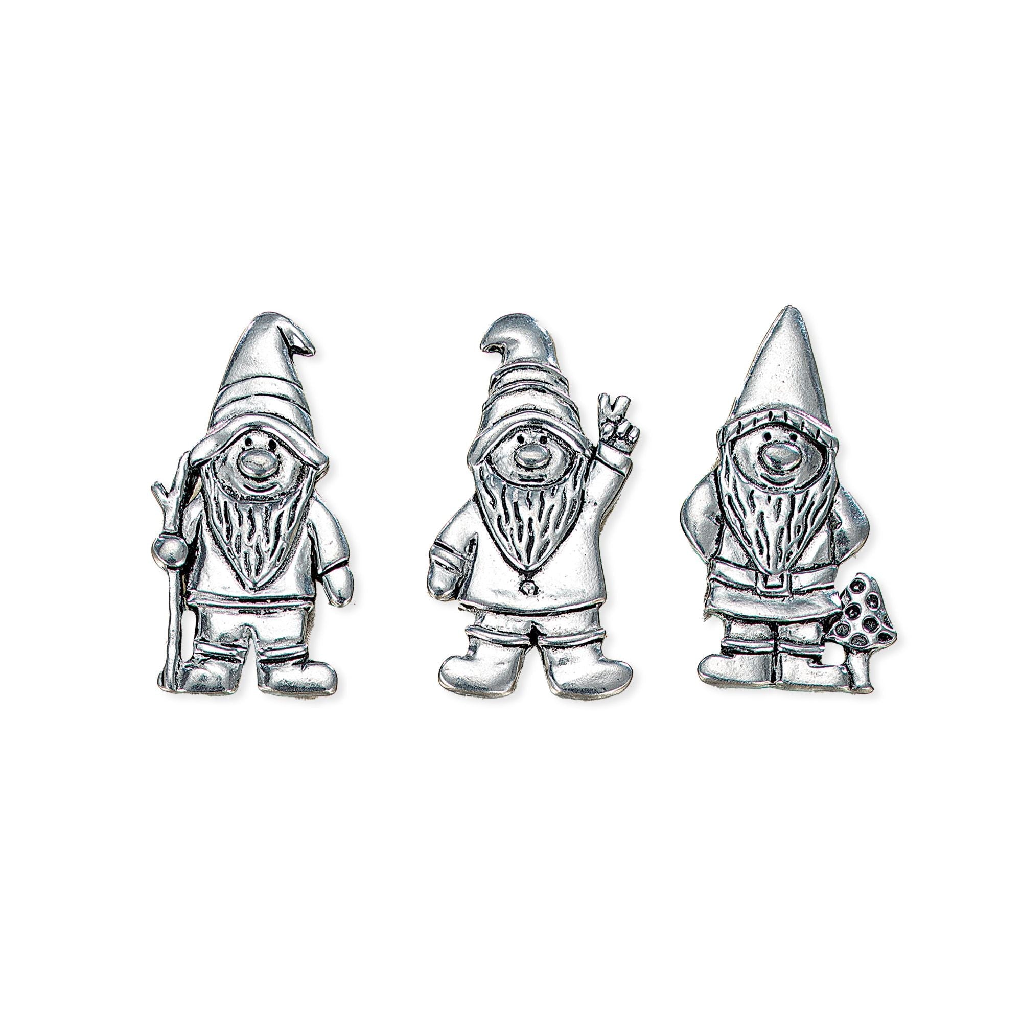 Pewter Gnome Magnets Set Of 3