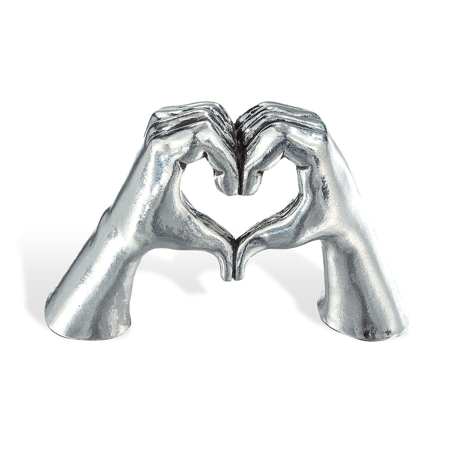 Hand Heart Pewter Sculpture