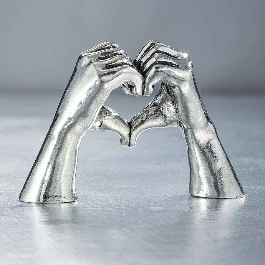 Hand Heart Pewter Sculpture