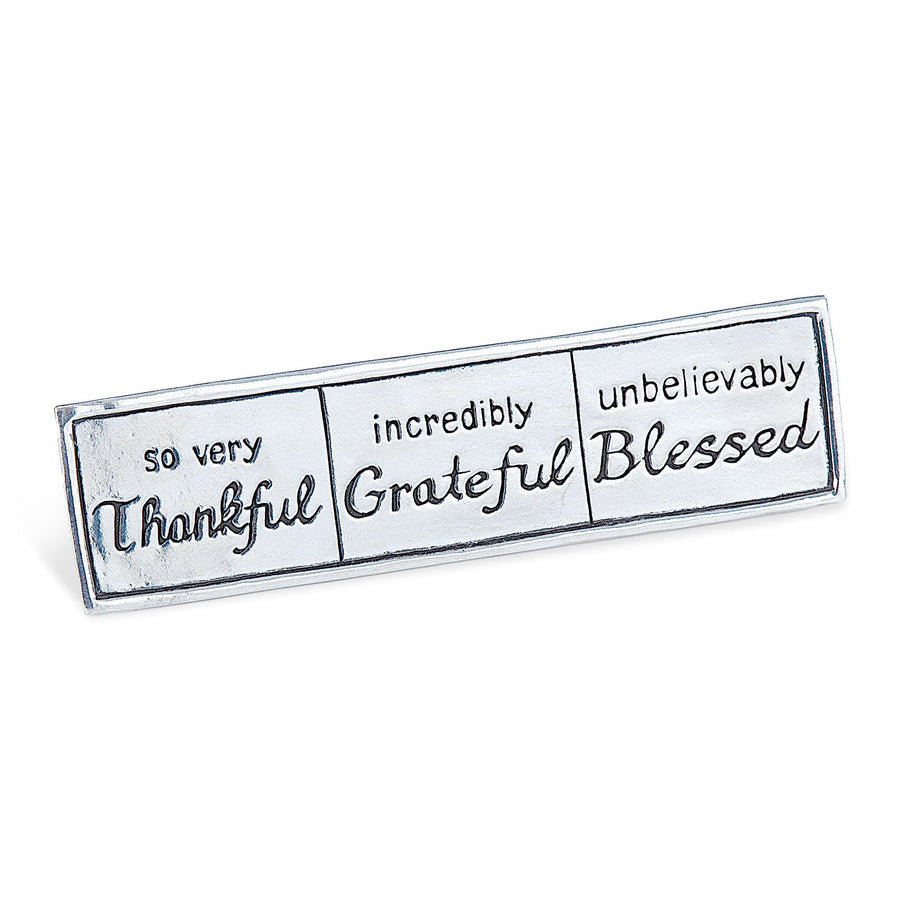 Thankful & Blessed Pewter Desk Plaque