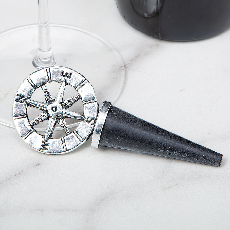 Hand-Cast Pewter Compass Wine Stopper
