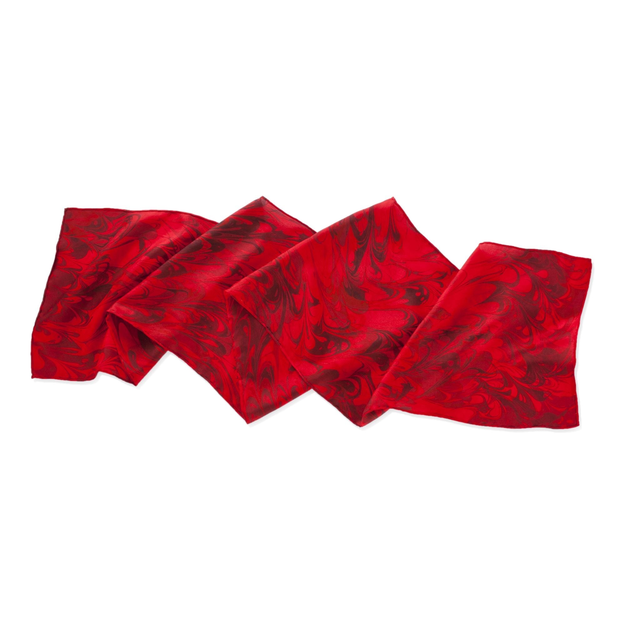 Red and Black Hand Marbled Silk Scarf