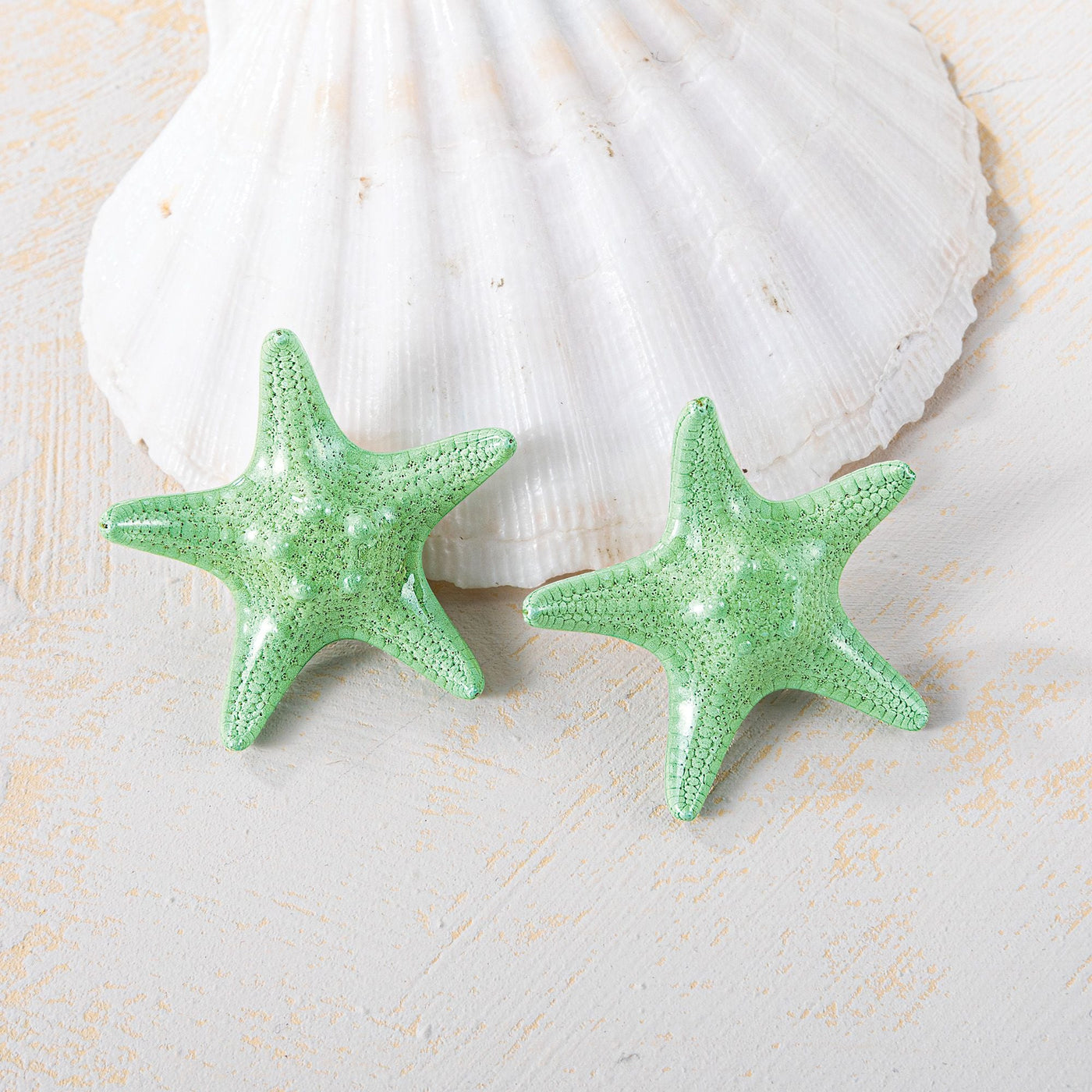 Stars Of The Sea Green Starfish Earrings