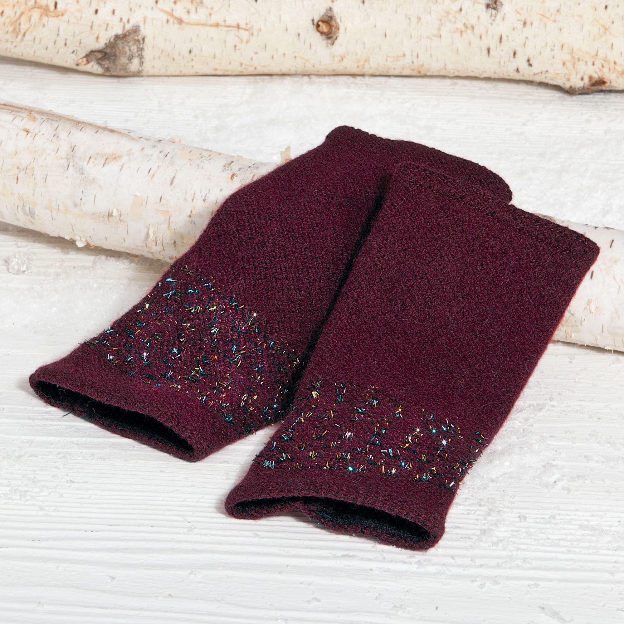 Shimmering Burgundy Winter Gloves Of France