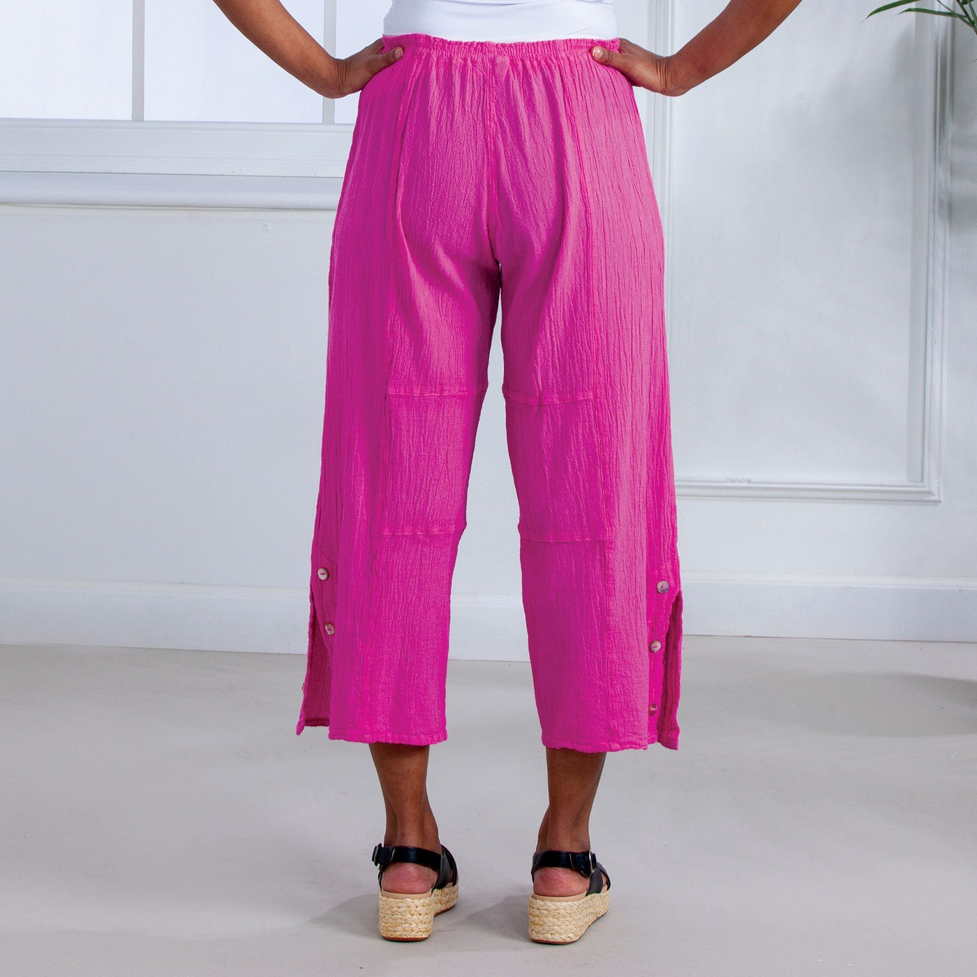 Pink Cropped Cotton Pant