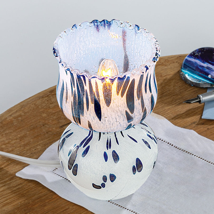 White Murano-Style Glass Table Lamp