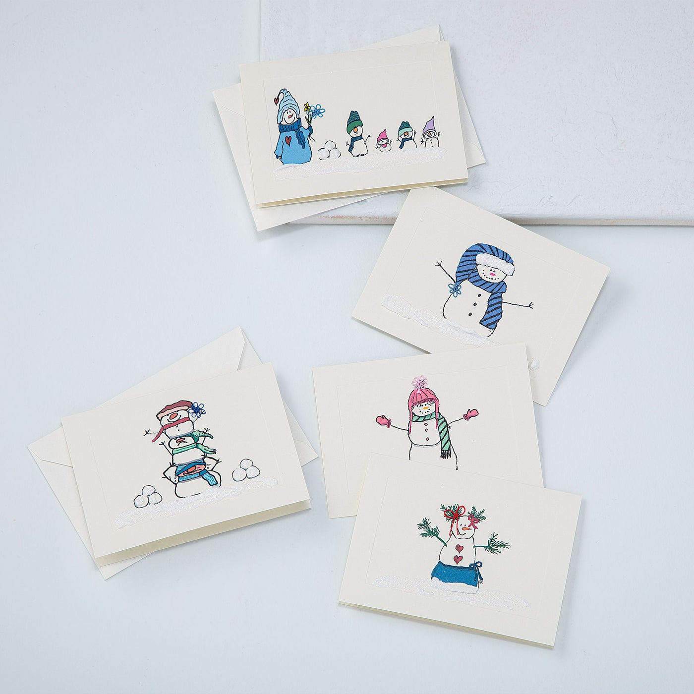 Hand-Tatted Snowman Cards Set Of 5
