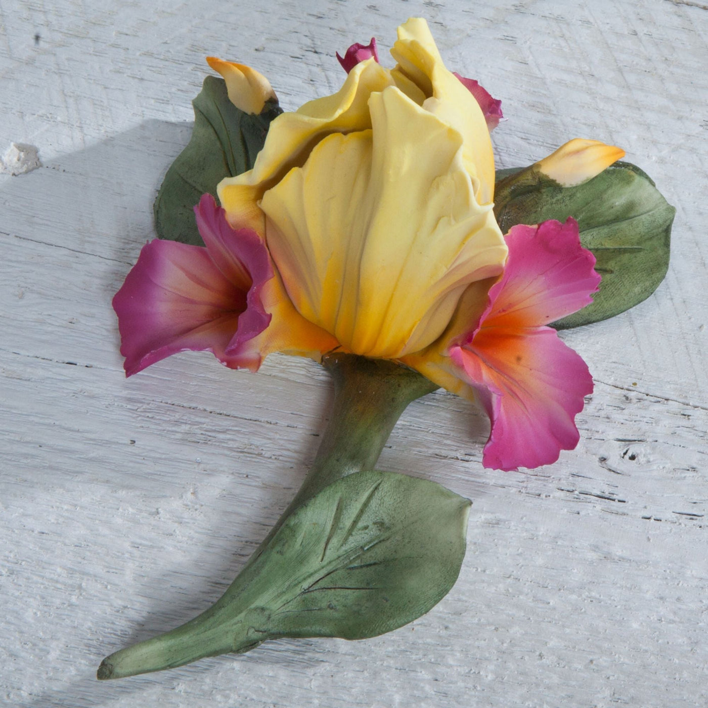 Capodimonte Porcelain Pink & Yellow Iris