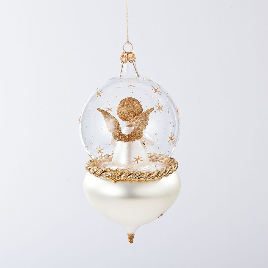 Gold Singing Angel Glass Ornament