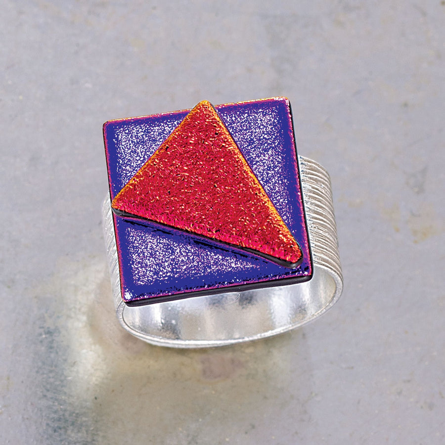 ''Wildberry'' Dichroic Glass Adjustable Ring