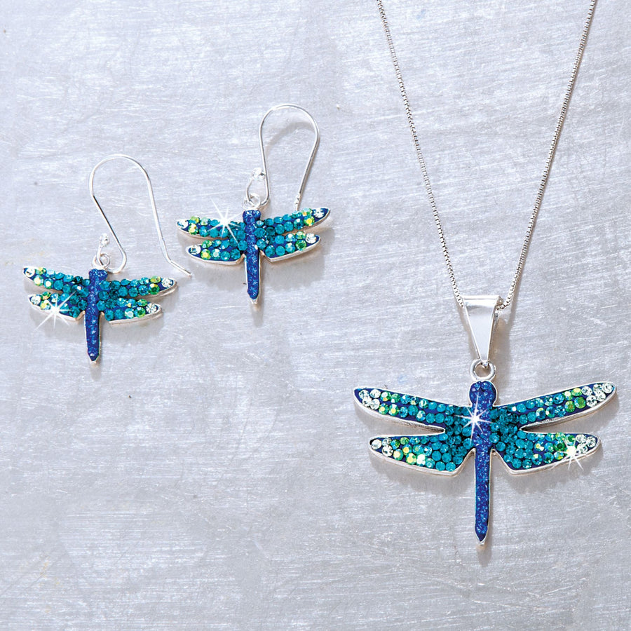 Mexican Mosaic Dragonfly Necklace & Earrings Set