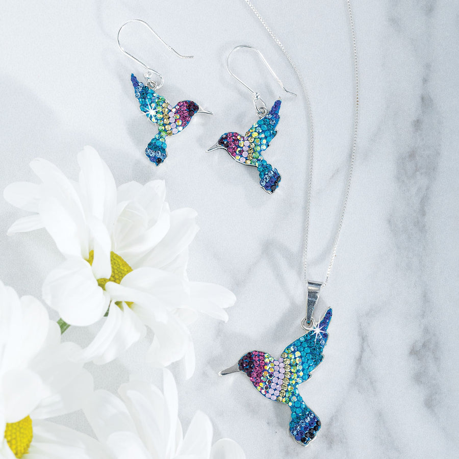 Mexican Mosaic Hummingbird Necklace & Earrings Set