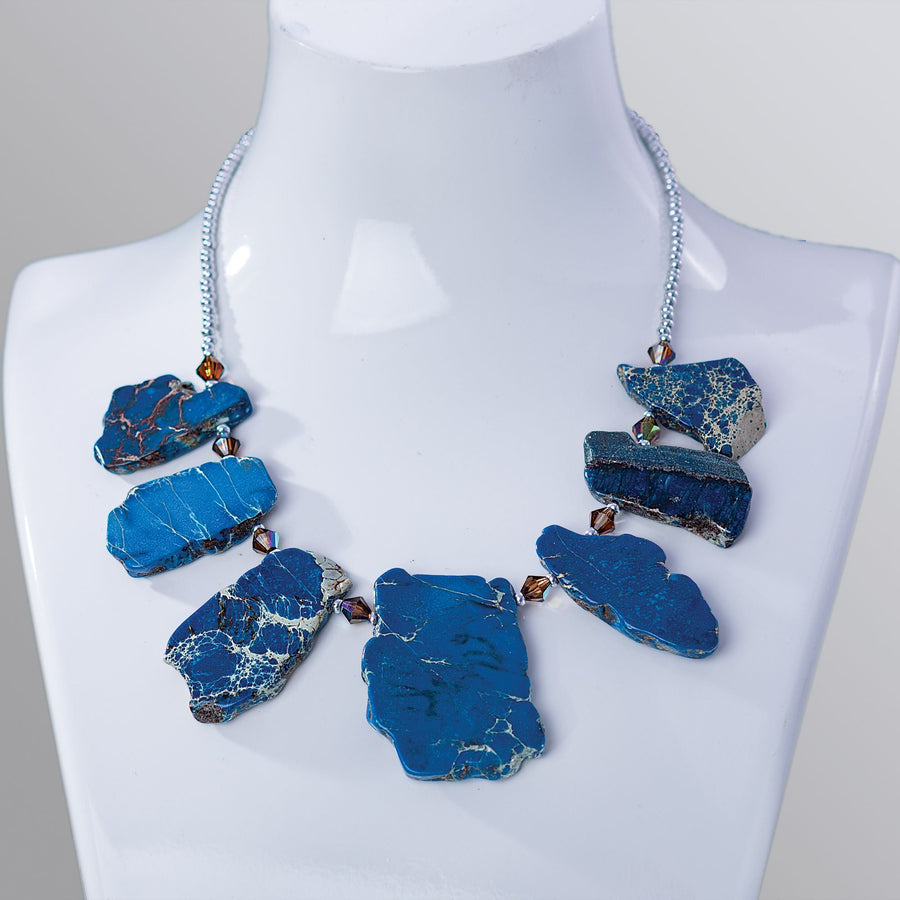 ''Blue Breeze'' Aqua Terra Jasper Necklace & Earrings Set