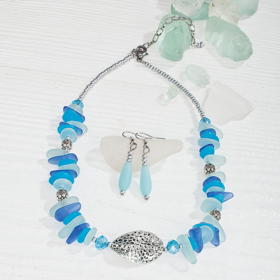 Washed Away Sea Glass Necklace & Earrings Set