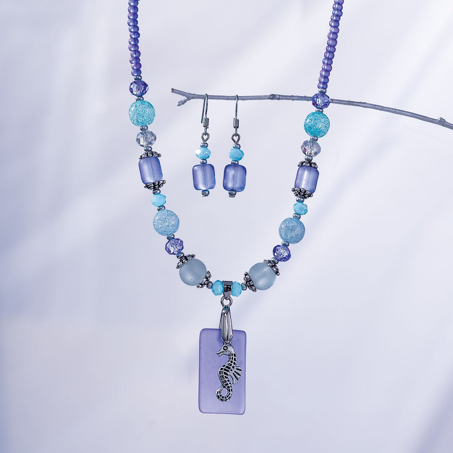Ocean Oasis Sea Glass Necklace & Earrings Set