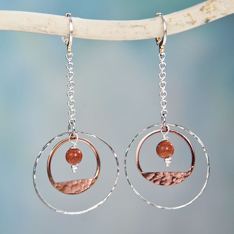 Mixed Metal Earrings With Goldstone