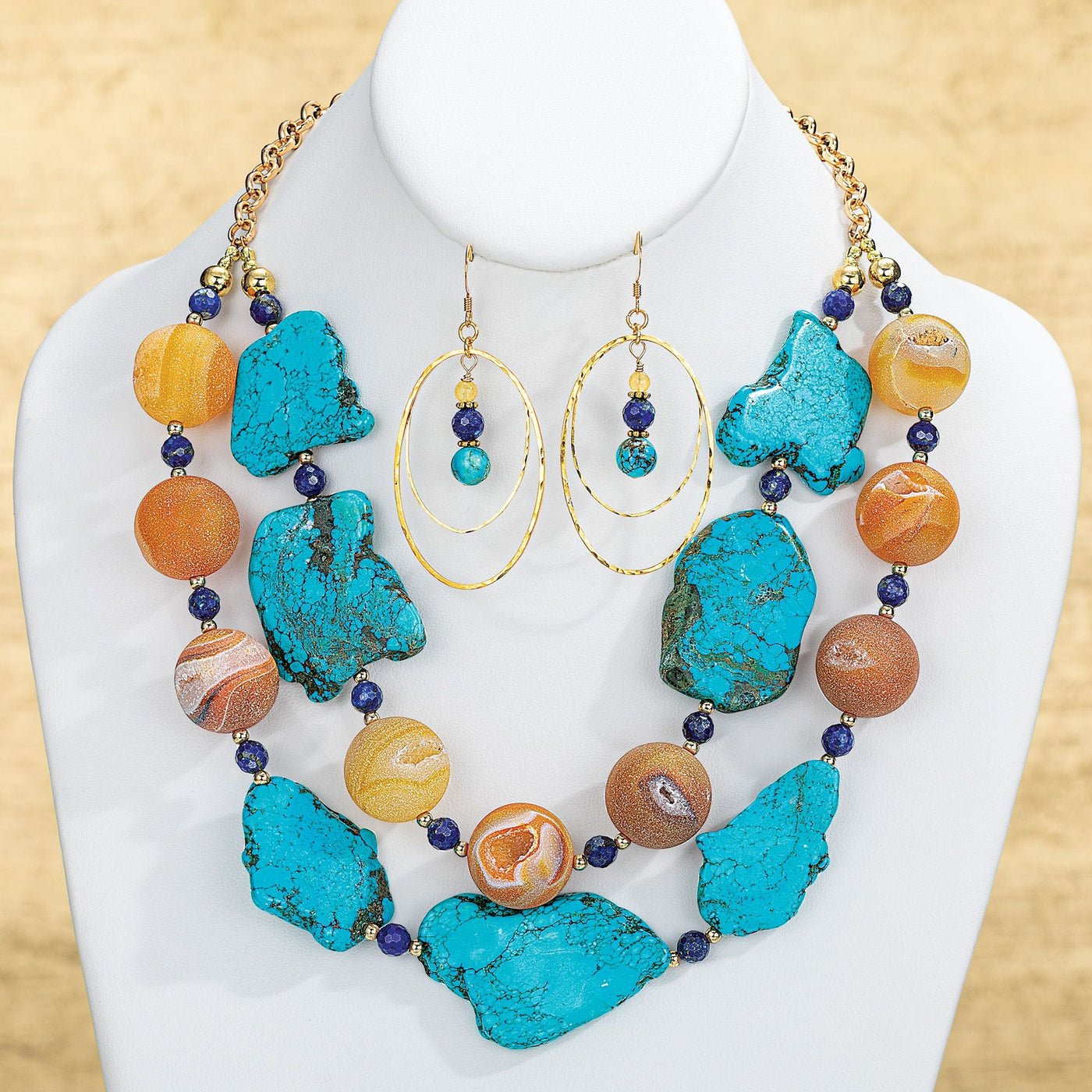 Turquoise Lapis & Agate Necklace