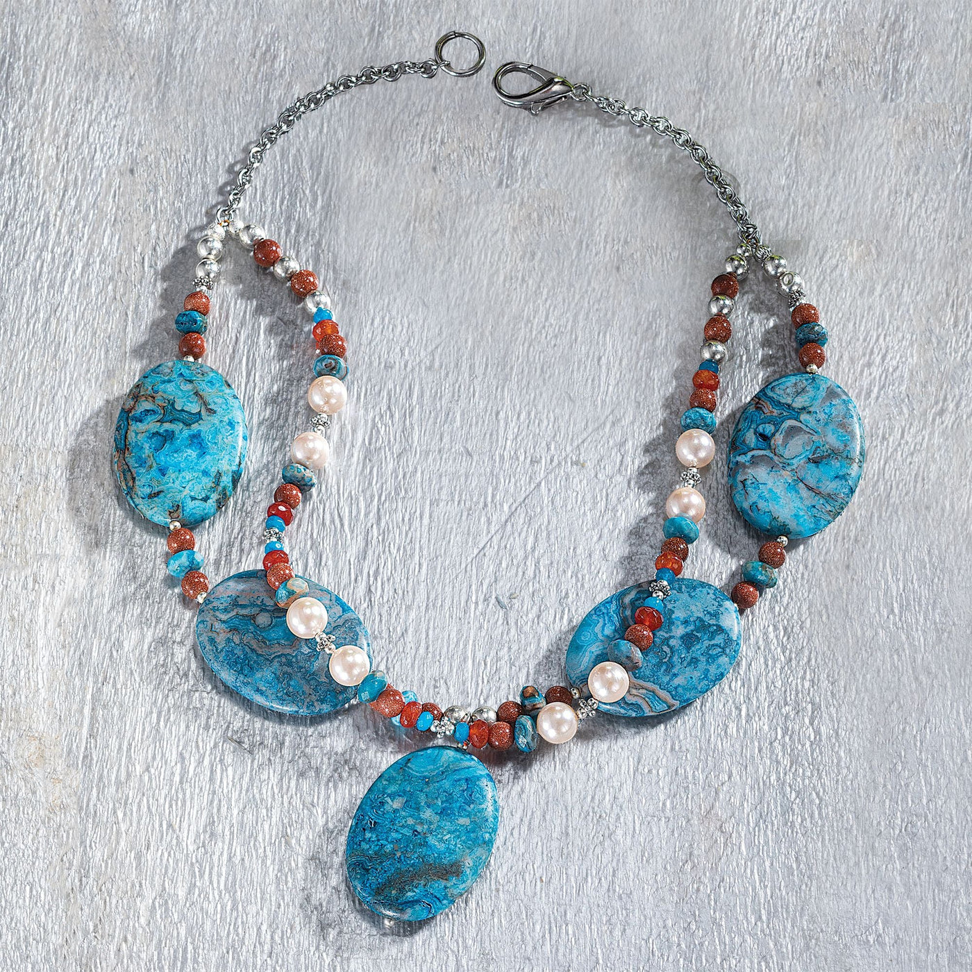 Blue Crazy Lace Agate Necklace