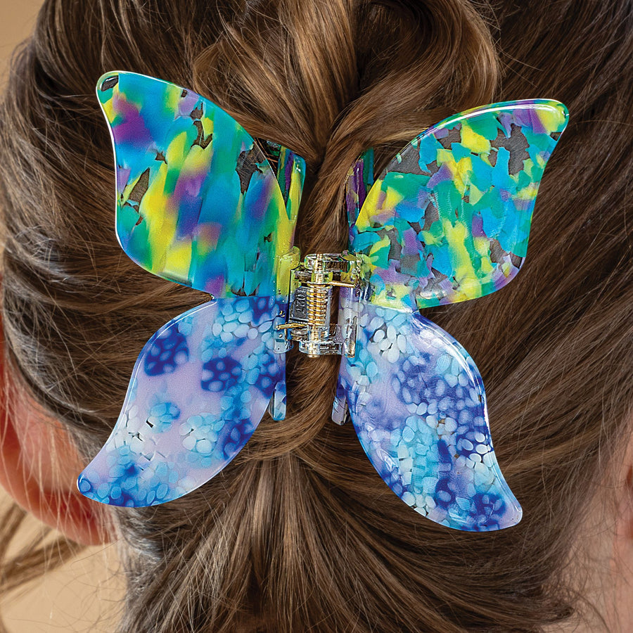 Hand-Painted Blue Butterfly Hair Clip