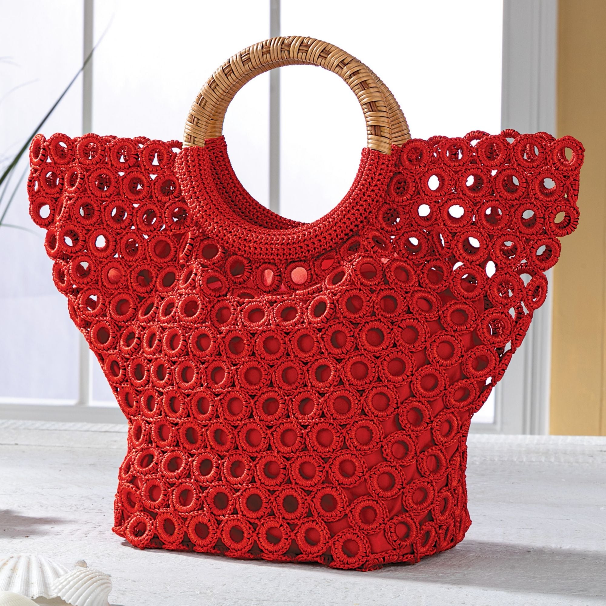 Madame Crocheted Red Tote Bag