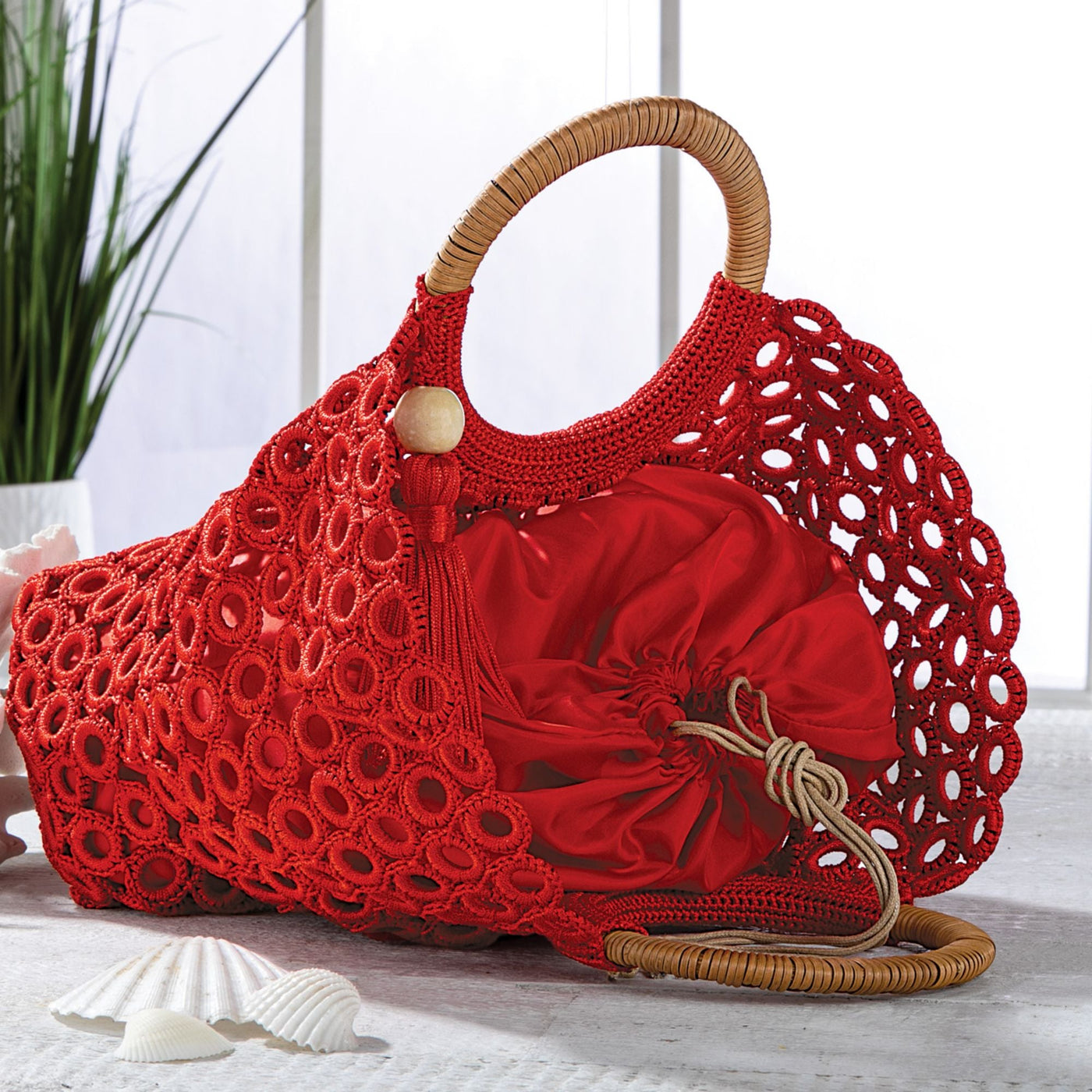 Madame Crocheted Red Tote Bag