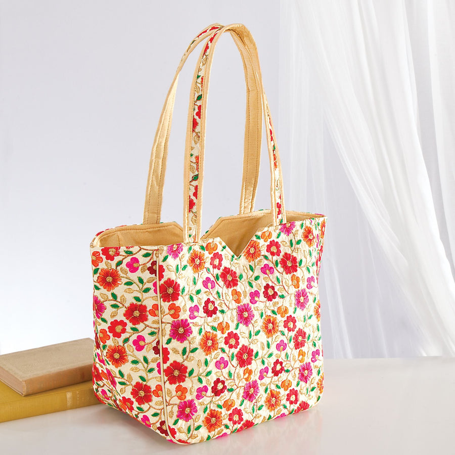 Glinting Meadow Embroidered Tote