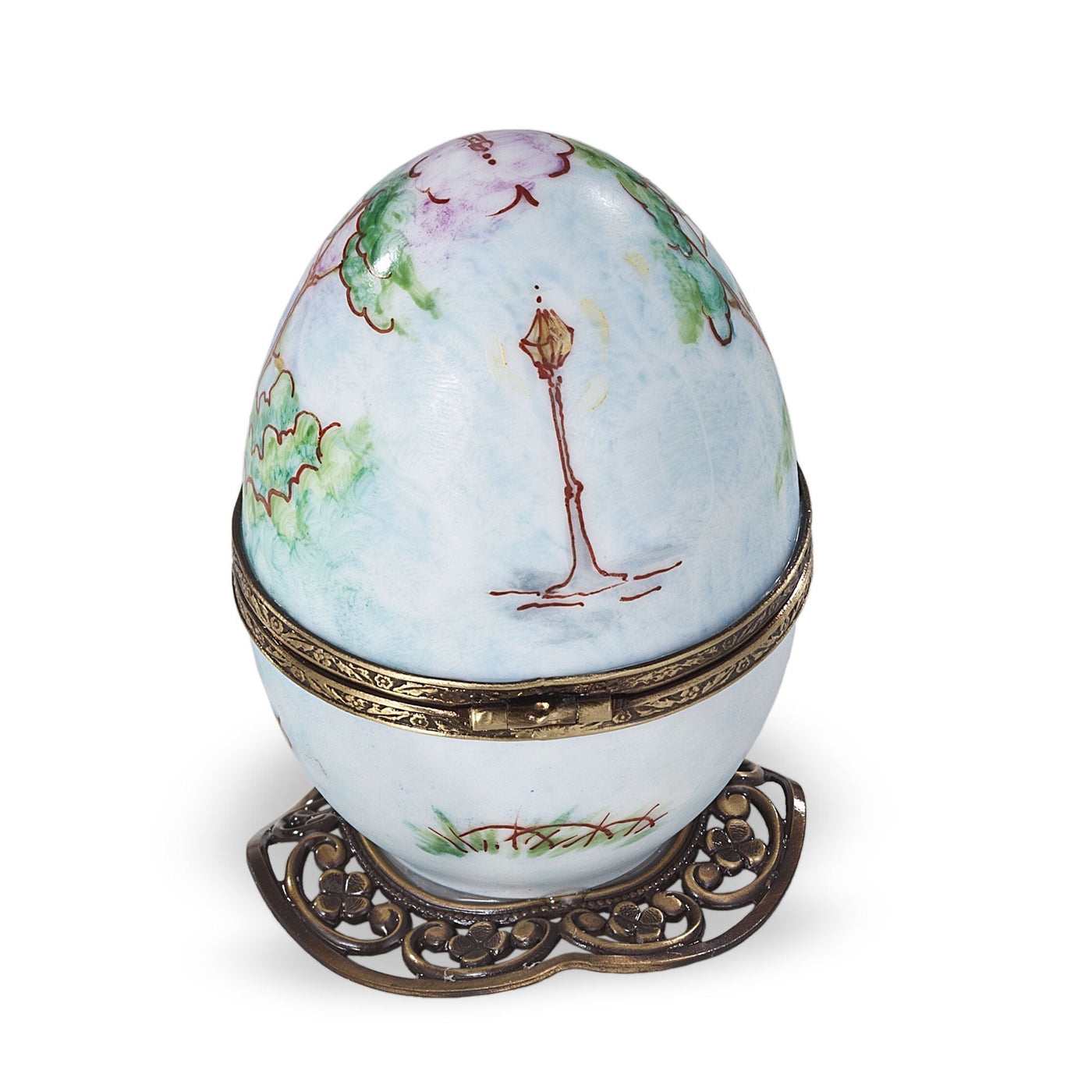 Limoges Porcelain White Musical Egg With Birds