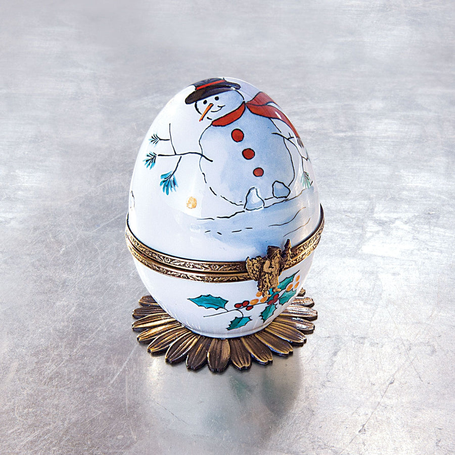 Limoges Porcelain Musical Egg With Santa