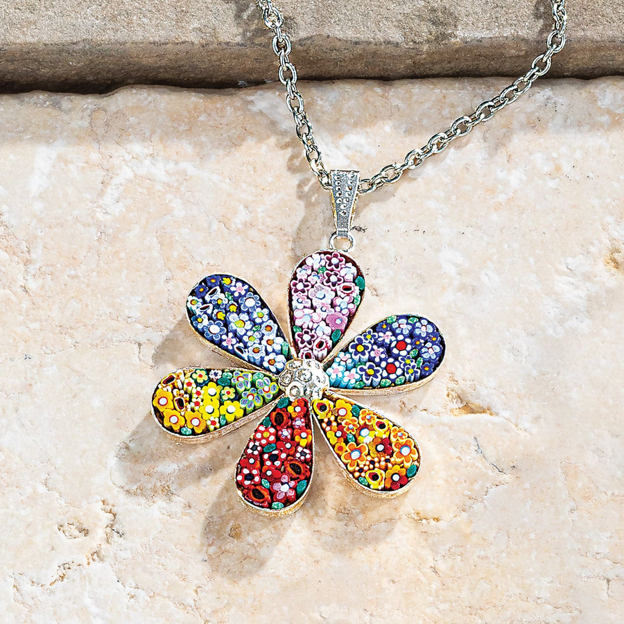 Murano Glass Millefiori Flower Necklace