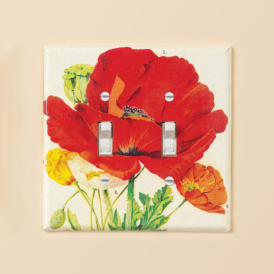 Red Poppy Decoupage Double Switch Plate
